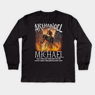 Archangel Michael Vintage comic book style Kids Long Sleeve T-Shirt